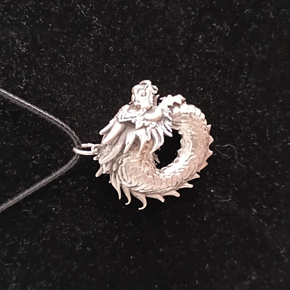 Sterling Silver Dragon Pendant Necklace - Picture 2 of 5